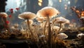 Close up of a small toadstool in the autumn forest generated by AI Royalty Free Stock Photo