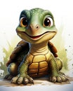 a close up of a small turtle on a white background. generative ai Royalty Free Stock Photo