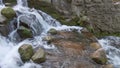 Close-up of A Small Waterfall With Mossy Rocks