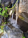 Close up small waterfall fish pond Royalty Free Stock Photo