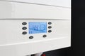 Close up of smart control panel of gas boiler for winter home heating and hot water Royalty Free Stock Photo