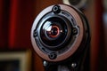close-up of smart doorbells camera lens