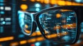 A close-up of smart glasses displaying augmented Royalty Free Stock Photo