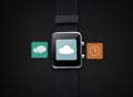 Close up of smart watch with application icons Royalty Free Stock Photo