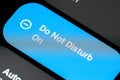 DND Do not Disturb mode enabled on a smartphone device