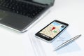 Close up of smartphone with gps navigator map Royalty Free Stock Photo