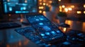 close up smartphone placed desk