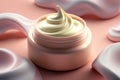 Beauty cosmetic cream stroke close up on pastel background. AI generation