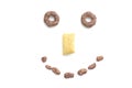 Close-up of a smile of round breakfast cereals.