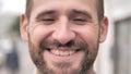 Close up of Smiling Beard Casual Man Face