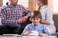 Smiling boy drawing picture Royalty Free Stock Photo