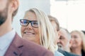 Close up. smiling business people standing in a row. Royalty Free Stock Photo