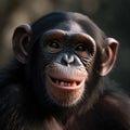 Close up of a smiling chimpanzee