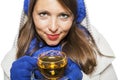 Close up Smiling Woman in Winter Outfit Royalty Free Stock Photo