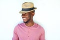 Close up smiling young black man with hat Royalty Free Stock Photo