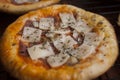 Close up of smoked beef pizza Royalty Free Stock Photo