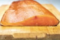 Close up of smoked wild sockeye salmon on cutting board