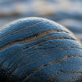 Close-up of a smooth, rounded stone with a glossy surface, featuring intricate, curvin Royalty Free Stock Photo