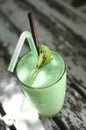 Close up smoothie kiwi milkshake Royalty Free Stock Photo