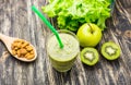 Close up of smoothies with various ingredients. Superfoods and healthy lifestyle or detox diet food concept. Royalty Free Stock Photo