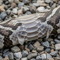 Close-up of a snake s scales, likely from a python, shedding its old skin Royalty Free Stock Photo