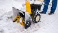 Close up on snow blower for snow removal in winter Royalty Free Stock Photo