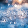 a close up of snow crystals on a blue background Royalty Free Stock Photo