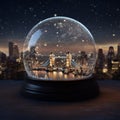 Close up of a snow globe with a cityscape of London, United Kingdom. Concept of winter, holiday season and christmas