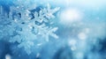 Close-Up of Snowflake on Blue Background