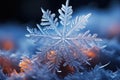 A close up of a snowflake on a dark background created with generative AI technology Royalty Free Stock Photo