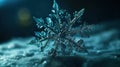 a close up of a snowflake in the snow