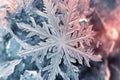 A close up of a snowflake on a tree. Generative AI image. Royalty Free Stock Photo