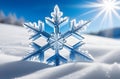 Close-up of a snowflake in winter. Generative AI Royalty Free Stock Photo