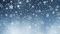 Close up of snowflakes. Minimalistic wallpaper with blue gradient and bokeh. Christmas and winter theme