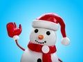 Close-up Snowman Doll Isolated on Blue Background Royalty Free Stock Photo