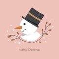 Close up Snowman with leafs - Vector illustration