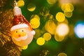 Close up on snowman toy and Christmas decorations. Christmas Background Concept With Toys Royalty Free Stock Photo