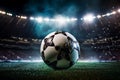 close up of a soccer ball on stadium Royalty Free Stock Photo