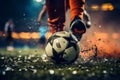 Close up of a soccer players foot deftly handling the ball