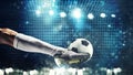 Close up of a soccer striker ready to kicks the ball in the football goal Royalty Free Stock Photo