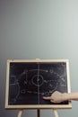 close up of a soccer tactics drawing on chalkboard Royalty Free Stock Photo
