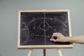 close up of a soccer tactics drawing on chalkboard Royalty Free Stock Photo