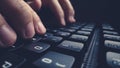 Close-up soft-focus finger typing on keyboard Royalty Free Stock Photo