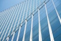 Close-up soft light pattern glass wall facade exterior architecture building reflection blue sky clean environment background. Royalty Free Stock Photo