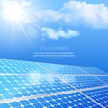 Close up of solar battery, power generation technology. Realistic vector illustration.