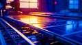 Close up of solar panel in factory. Generative AI Royalty Free Stock Photo