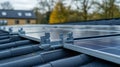 Close-up of Solar Panel Installation on a Roof Royalty Free Stock Photo