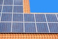 Close up on Solar panel on a red roof Royalty Free Stock Photo