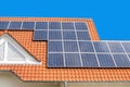 Close up on Solar panel on a red roof Royalty Free Stock Photo