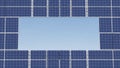 Close up of solar panels with a light blue rectangle in the middle Royalty Free Stock Photo
